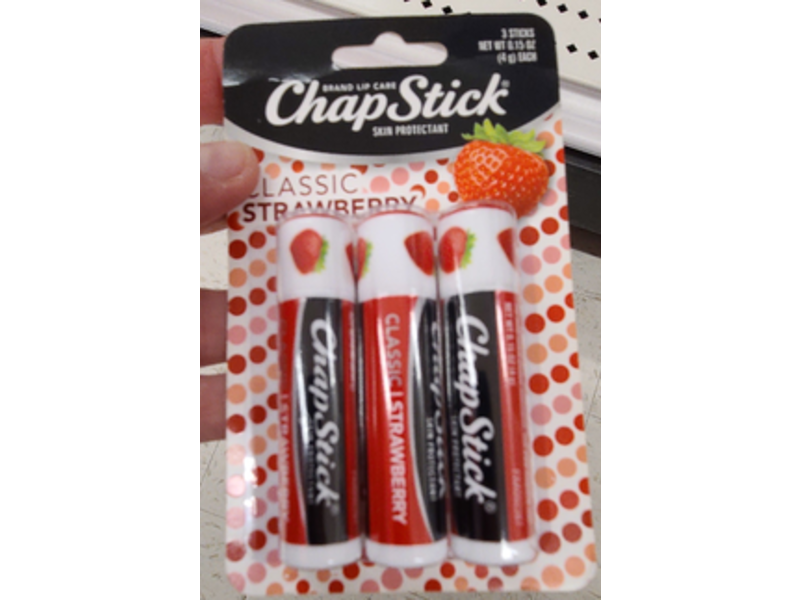Chapstick Lip Care Skin Protectant, Classic Strawberry, 0.15 oz/4 g, 3 Count
