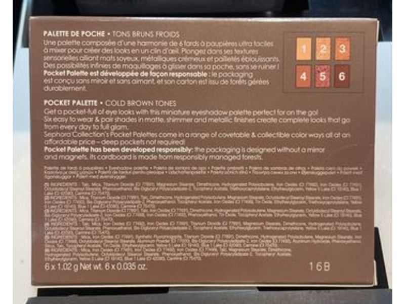 Sephora Pocket Eyeshadow Palette, Cold Brown Tones, 0.21 oz