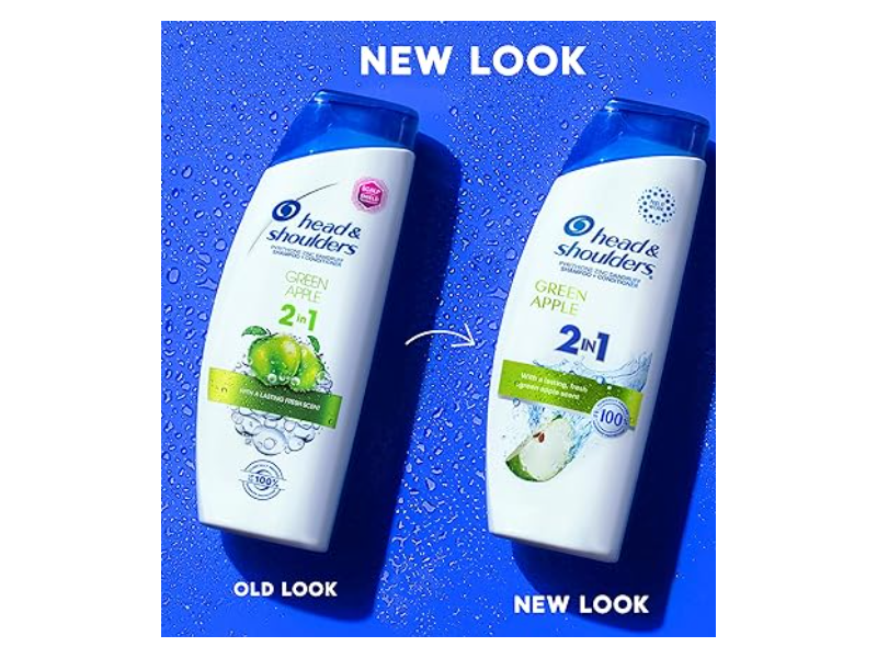 Head & Shoulders 2-In-1 Dandruff Shampoo+ Conditioner, Green Apple, 12.5 fl oz/370 mL