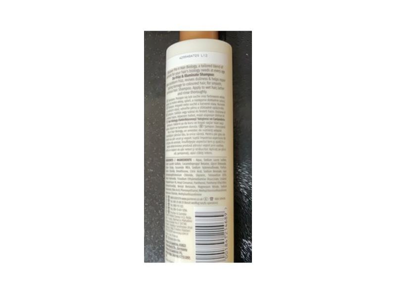 Pantene Hair Biology De-Frizz & Illuminate Shampoo, Hyaluronic Acid + Omega 5, 250 mL