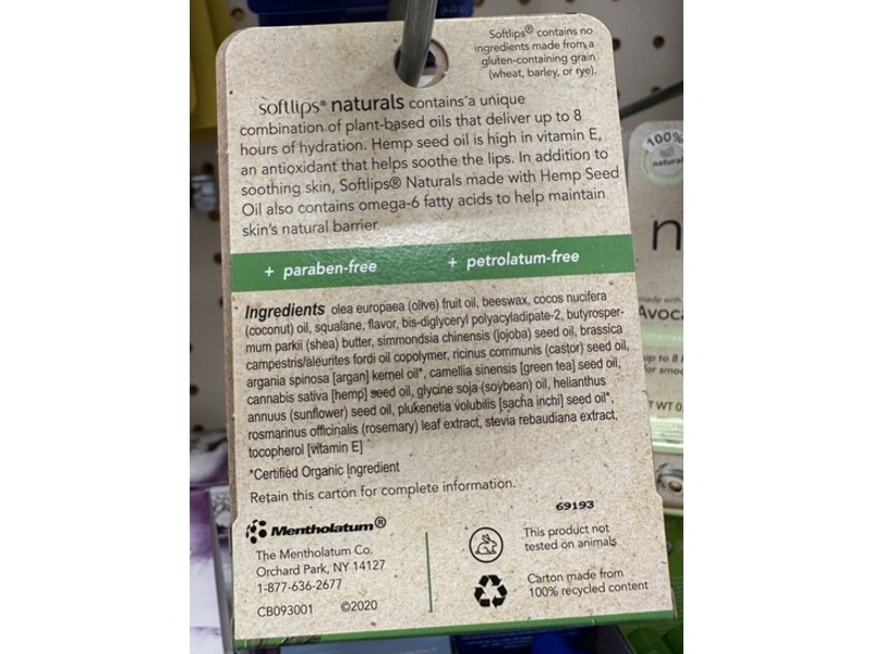 Softlips Naturals Hemp Seed Oil Lip Balm, Honey Mint, 0.15 oz/4.2 g