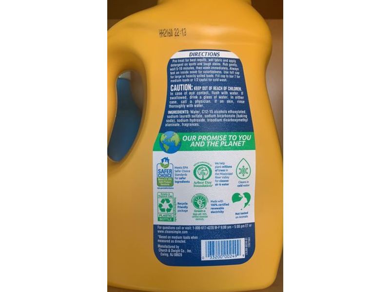 Arm & Hammer Clean & Simple Liquid Laundry Detergent, 35 Loads, 55.1 fl oz/1.62 L