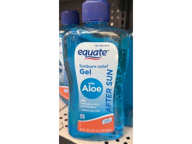 Equate After Sun Sunburn Relief Gel, Aloe Lidocaine Hcl & Menthol, 20 fl oz/591 mL