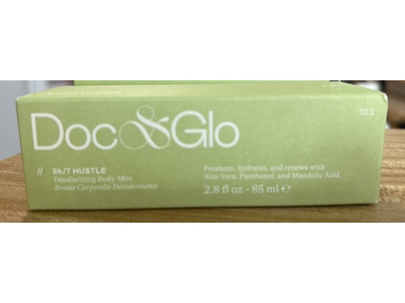 Doc & Glo 24/7 Hustle Deodorizing Body Mist, Fragrance Free, 2.8 fl oz/85mL