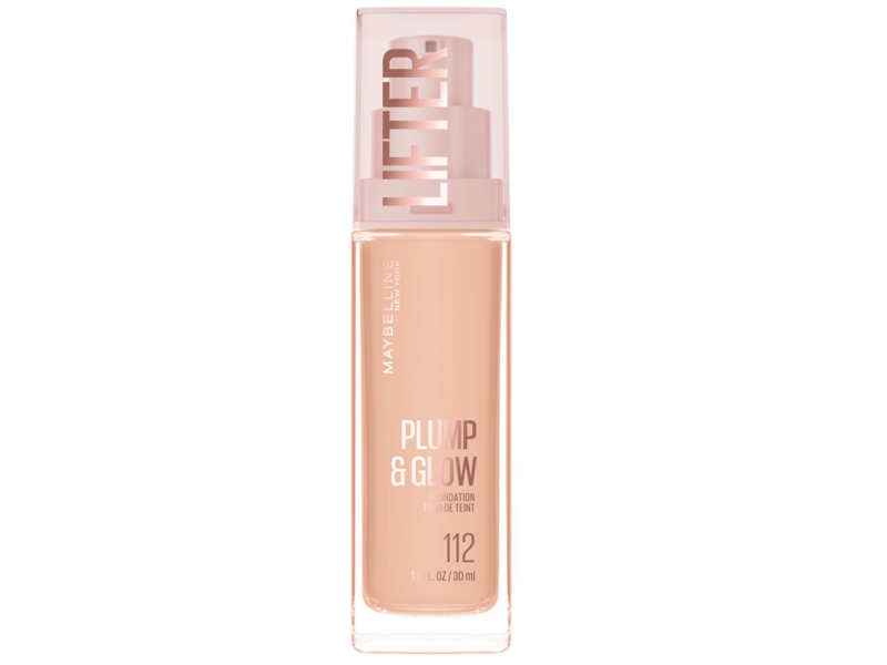Maybelline Plump & Glow Liquid Foundation, 112 Neutral, 1.0 fl oz/30 mL