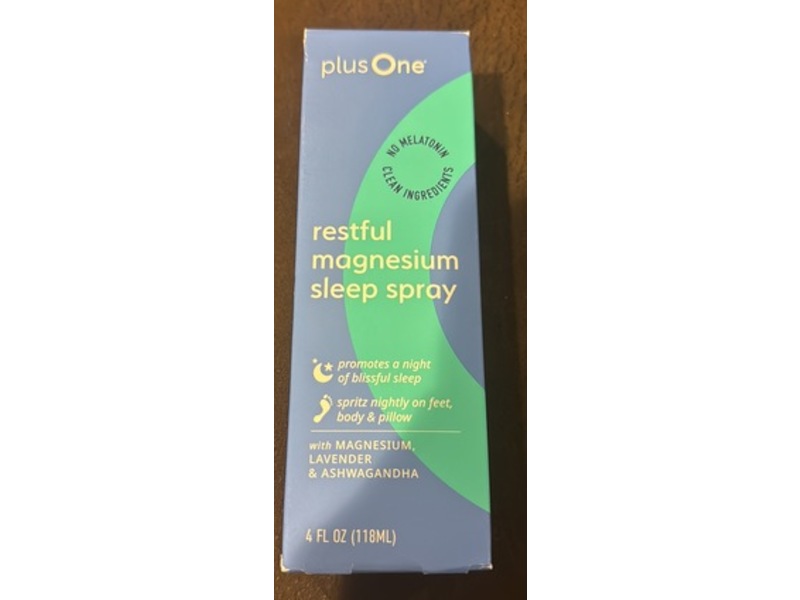 plusOne Restful Magnesium Sleep Spray, Magnesium, Lavender & Ashwagandha, 4 fl oz/118 mL