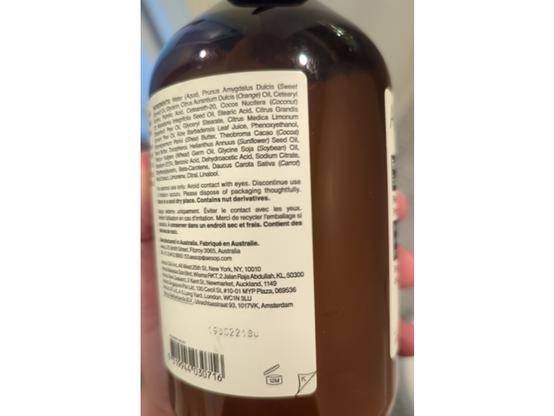 Aesop Rind Concentrate Body Balm, Pink Grapefruit, Orange Rind & Lemon Rind, 16.4 fl oz/500 mL