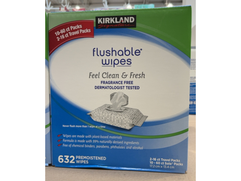 Kirkland Signature Flushable Wipes, Feel Clean & Fresh,632 Count