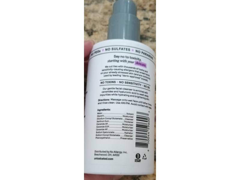 Untoxicated Clean Start Facial Cleanser, Ceramides & Hyaluronic Acid, 7 fl oz/207 mL