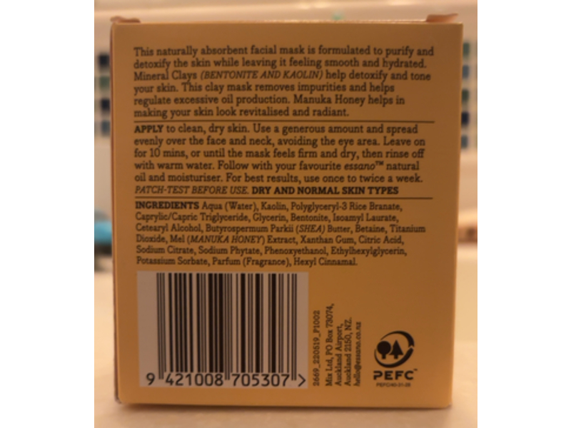 Essano Manuka Clay Mask, Honey, 1.70 fl oz/50 g