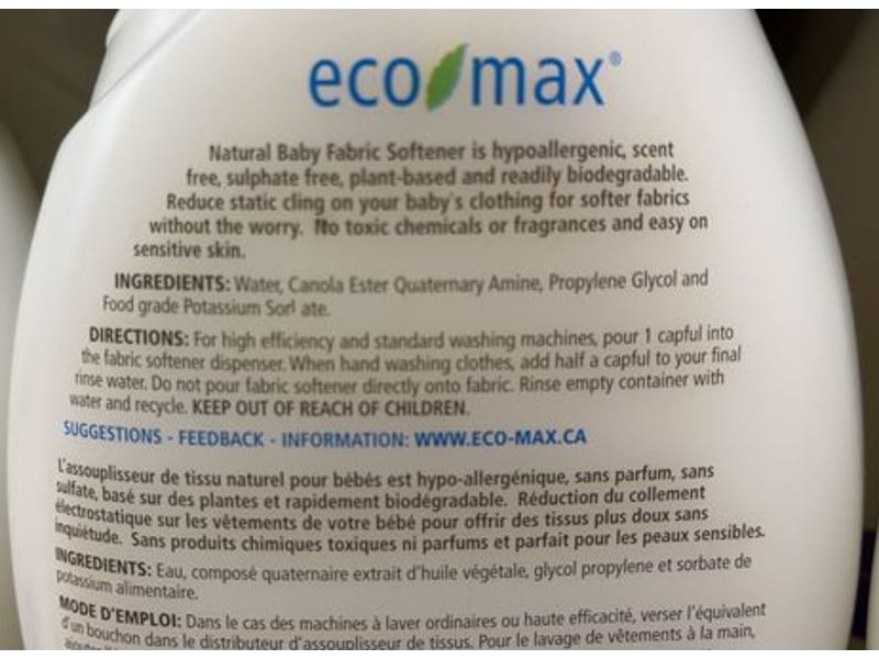 Eco Max Natural Baby Fabric Softener, 35 fl oz/1.05 L