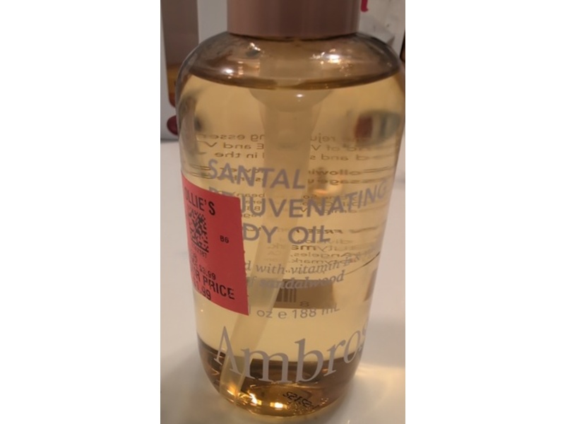 Ambrose Santal Rejuvenating Body Oil, Vitamin E, Vitamin B3 & Sandalwood, 6.35 fl oz/188 mL