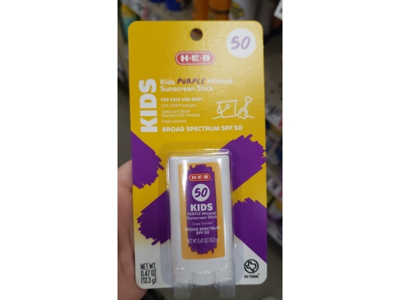 H-E-B Kids Purple Sunscreen Stick, SPF 50, 0.47 oz/13.3 g