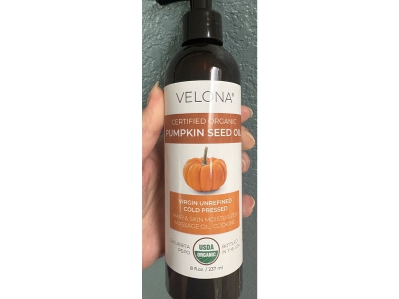 Velona Certified Organic Cold Pressed Oil, Pumpkin Seed, 8 fl oz/237 mL