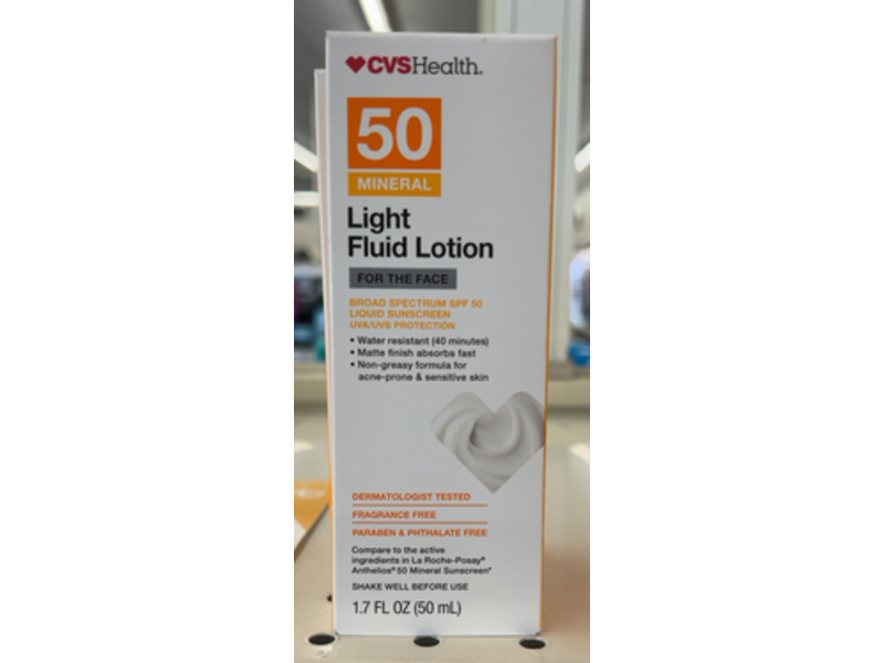 CVS Health Mineral Light Fluid Lotion, SPF 50, 1.7 fl oz/50 mL