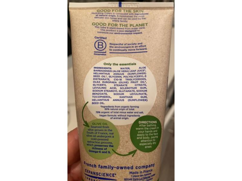 Mustela Baby Organic Hydrating Cream, 5.07 fl oz/150 mL