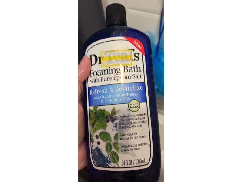 Dr Teal's Foaming Bath, Pure Epsom Salt, Refresh & Revitalize, 34 fl oz/1000 mL