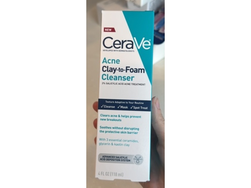 CeraVe Acne Clay To Foam Cleanser, 4 fl oz/118 mL