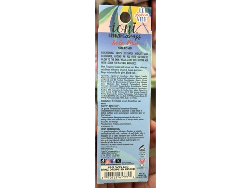 Ioni La Dolce Vita Bronzing Drops, Sun Kissed, 0.51 fl oz/15 mL
