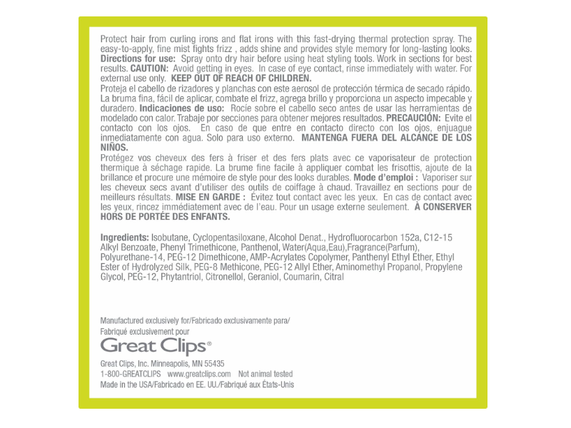 Great Clips Thermal Protection Spray , 6.5 oz/185 g
