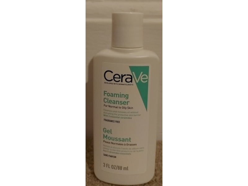 Cerave Foaming Cleanser, Normal To Oily Skin, 3 fl oz/88 mL
