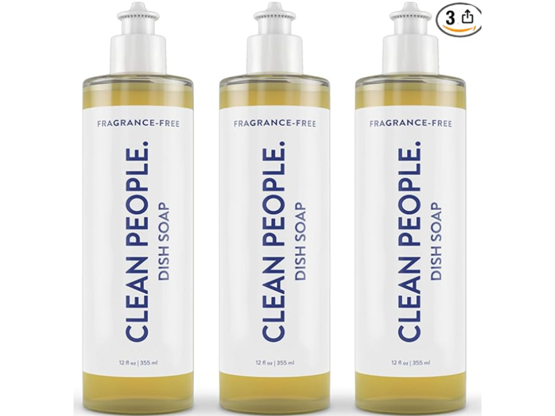 Clean People Dish Soap, Fragrance Free, 12 fl oz/355 mL, Pack Of 3
