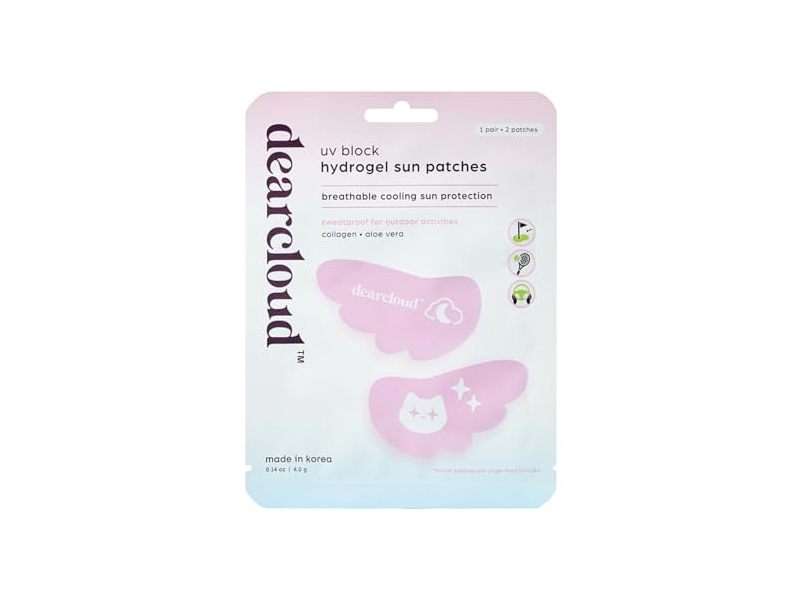 Dearcloud Uv Block Hydrogel Sun Patches, Collagen + Aloe Vera, 0.14 oz/4 g, 1 Pair