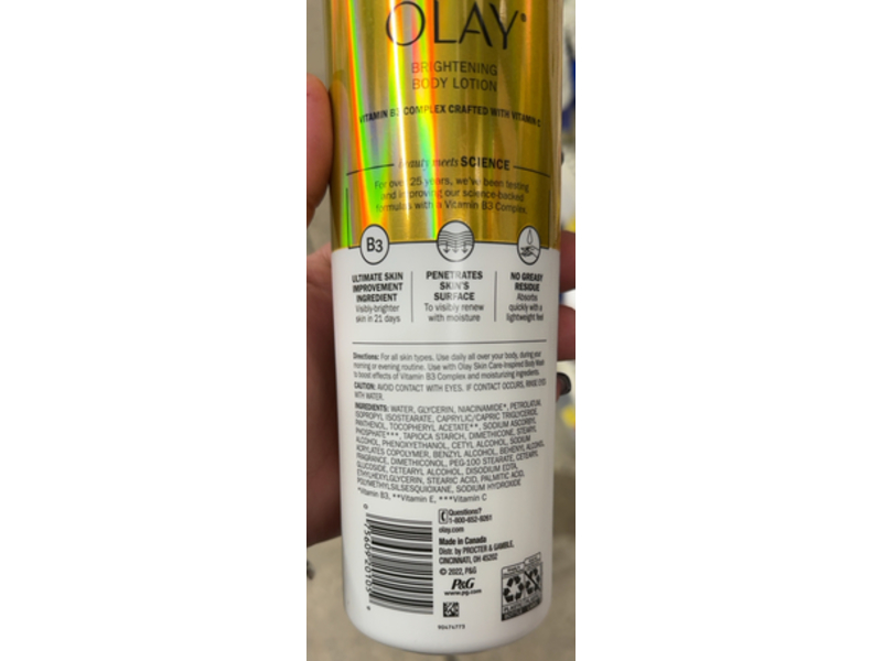 Olay Brightening Body Lotion, Vitamin C, 17 fl oz/502 mL