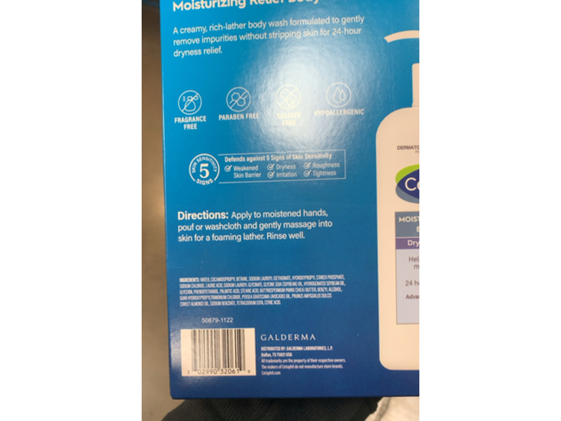 Cetaphil Moisturizing Relief Body Wash, 20 fl oz/591 mL, Pack Of 2