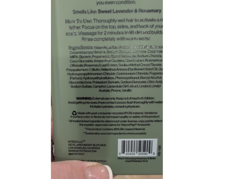 Kitsch Rosemary & Biotin Volumizing Shampoo, 12 fl oz/355 mL