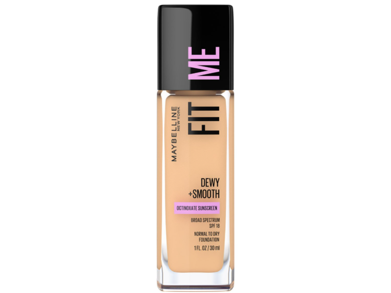 Maybelline New York Fit Me Dewy + Smooth Foundation, SPF 18, 128 Warm Nude, 1 fl oz/30 mL