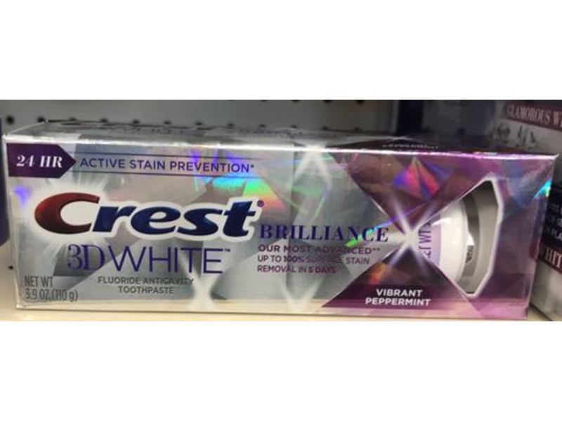 Crest 3D White Brilliance Toothpaste, Vibrant Peppermint, 3.9 oz/110 g