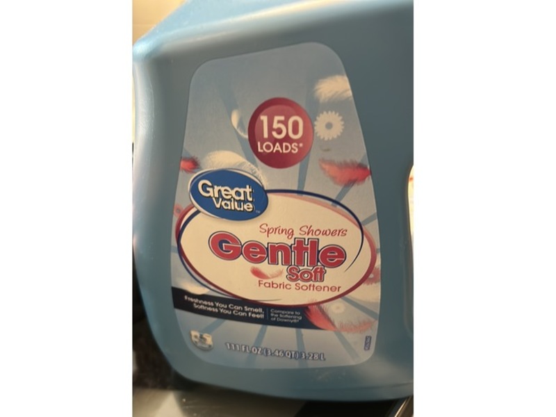 Great Value Gentle Soft Fabric Softener, Spring Shower, 150 Loads, 111 fl oz/3.28 L