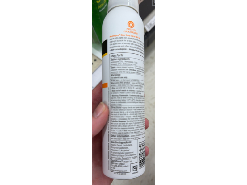 Neutrogena Clear Body Sunscreen Spray, SPF 50, 5 oz/141 g