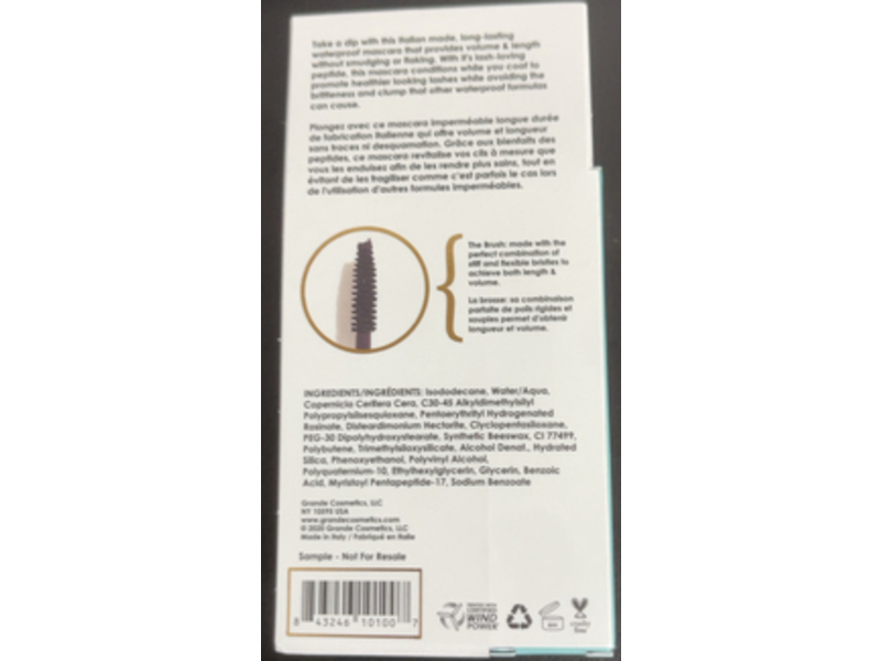 Grande Mascara Waterproof Conditioning Peptide Mascara, 0.15 oz/1.3 g