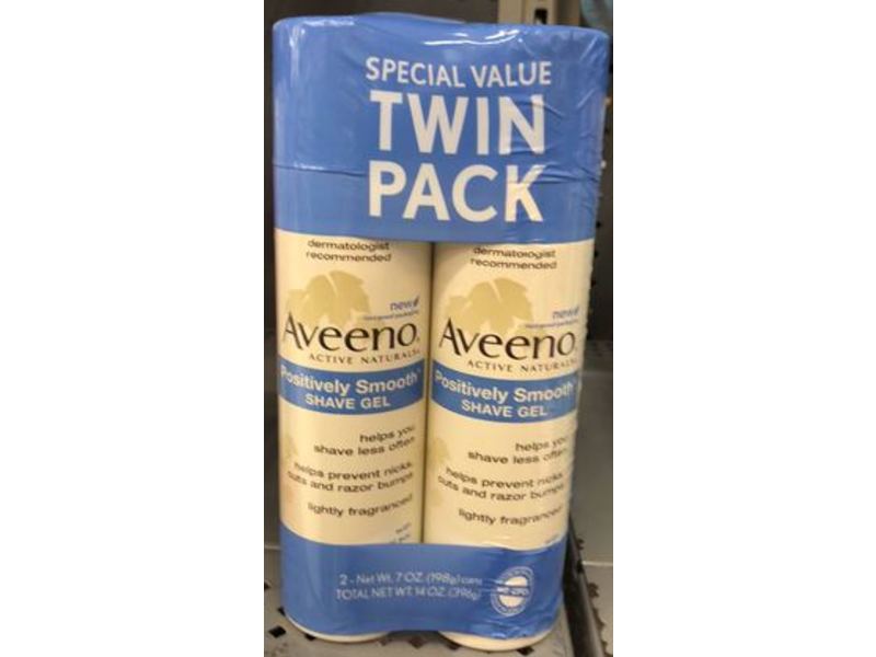 Aveeno Positively Smooth Shave Gel, 7.0 oz/198 g, Pack Of 2