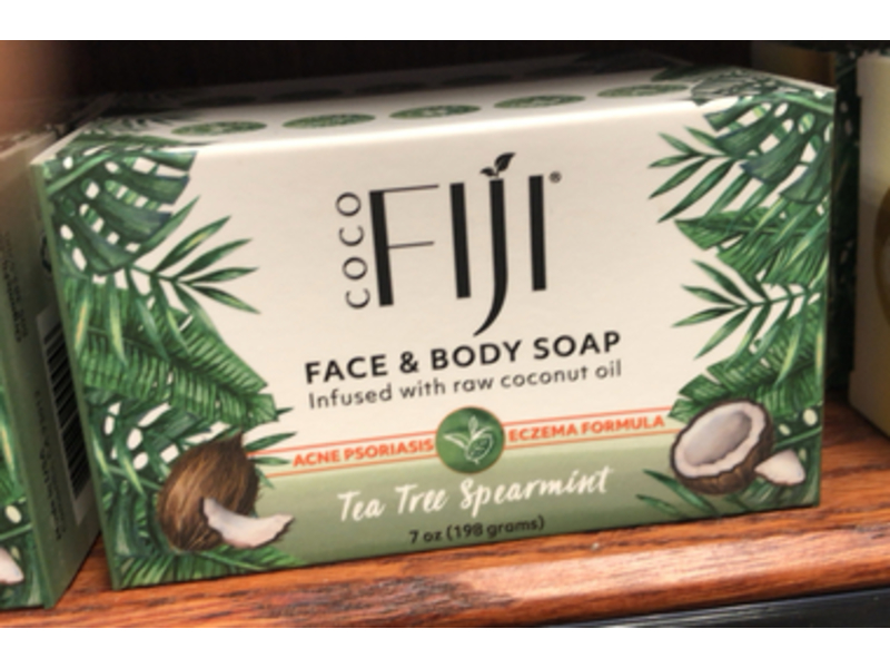 Organic Fiji Coco Face & Body Soap, Tea Tree & Spearmint, 7 oz/198 g, Pack Of 2