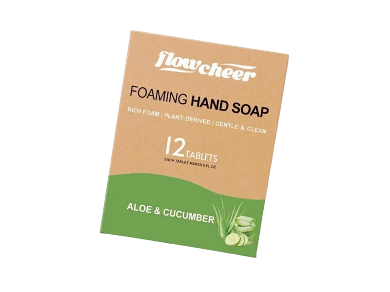 FlowCheer Foaming Hand Soap, Aloe & Cucumber, 12 Tablets