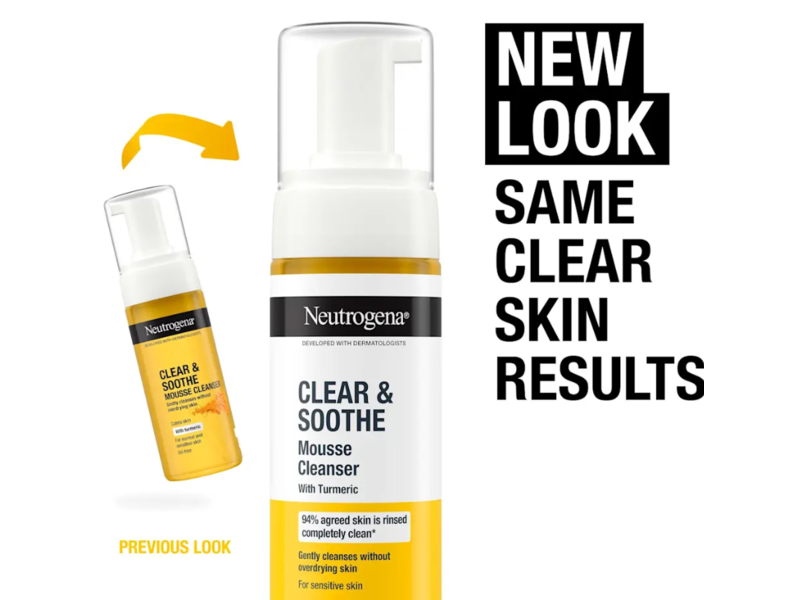 Neutrogena Clear & Soothe Mousse Cleanser, Turmeric, 150 mL