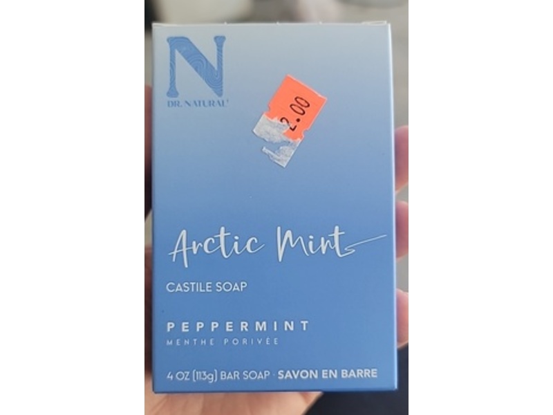 Dr. Natural Arctic Mint Castile Bar Soap, Peppermint, 4 oz/113 g