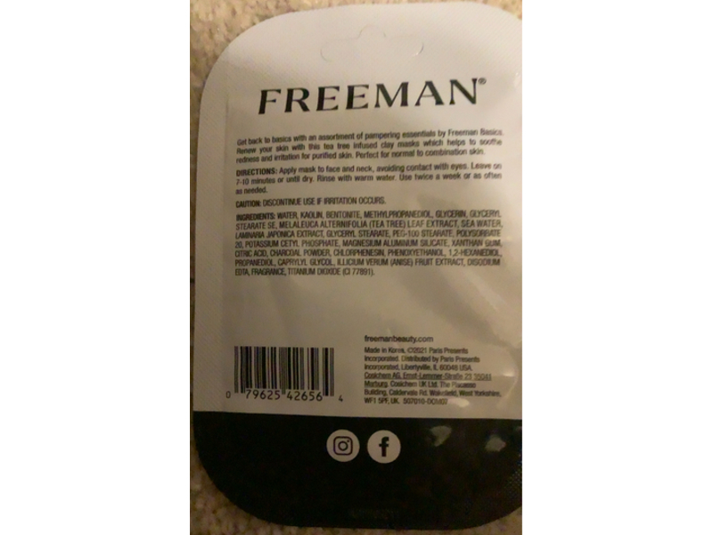 Freeman Clay Face Mask, Tea Tree, 0.33 fl oz/10 mL