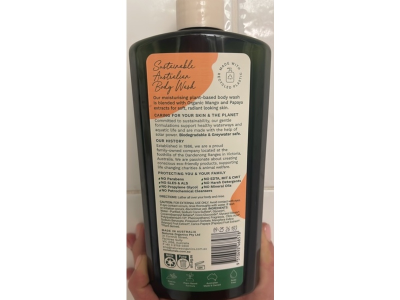 OC Naturals Moisturising Body Wash, Mango + Papaya, 24.5 fl oz/725 mL