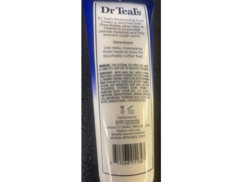 Dr Teal's Moisturize & Soften Foot Cream, Shea Butter & Aloe Vera, 8 oz/227 g