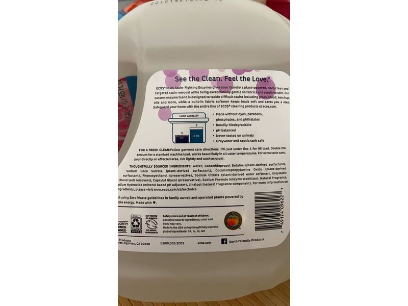 Ecos Plus Stain Fighting Enzymes Laundry Detergent, Lavender, 110 fl oz