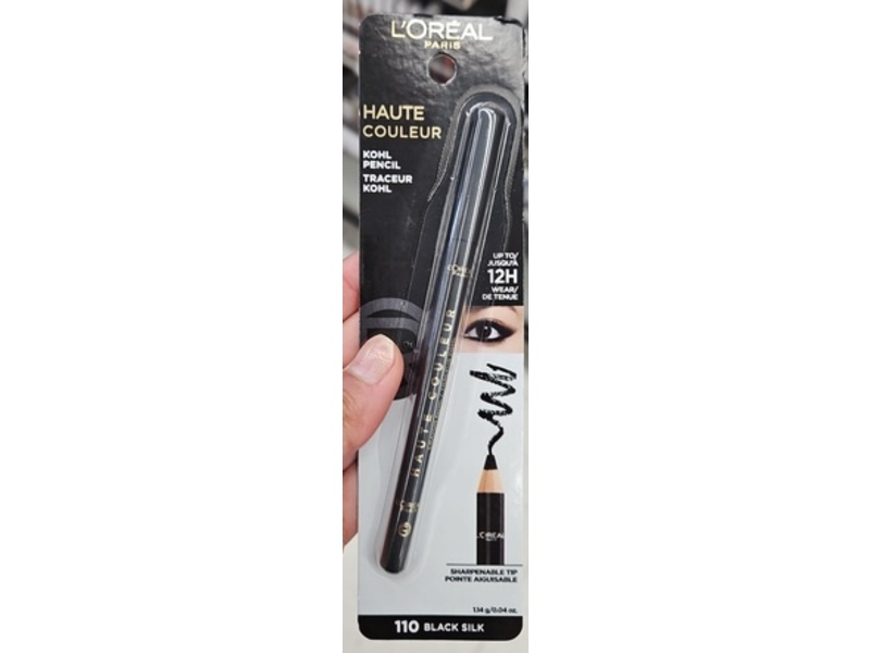 L'Oreal Paris Haute Couleur Kohl Eyeliner Pencil, 110 Black Silk, 0.04 oz/1.14 g