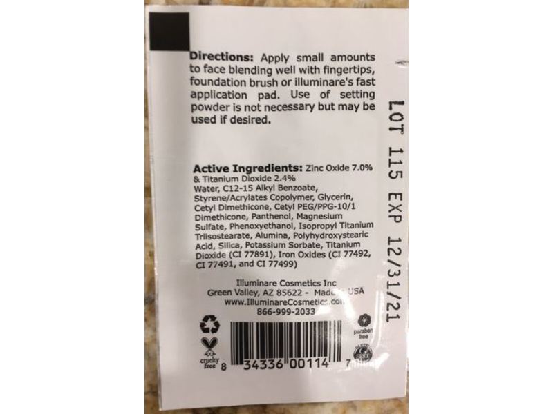 Illuminare Moisturizing Mineral Foundation, Dewy Finish, SPF 20, Sun, 0.017 fl oz/0.5 mL