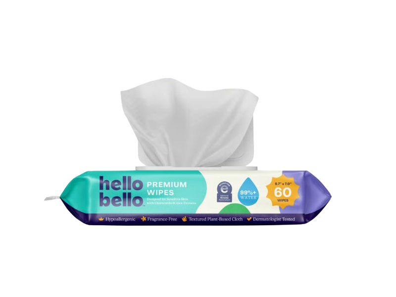 Hello Bello Plant Based Premium Baby Wipes, 60 Count
