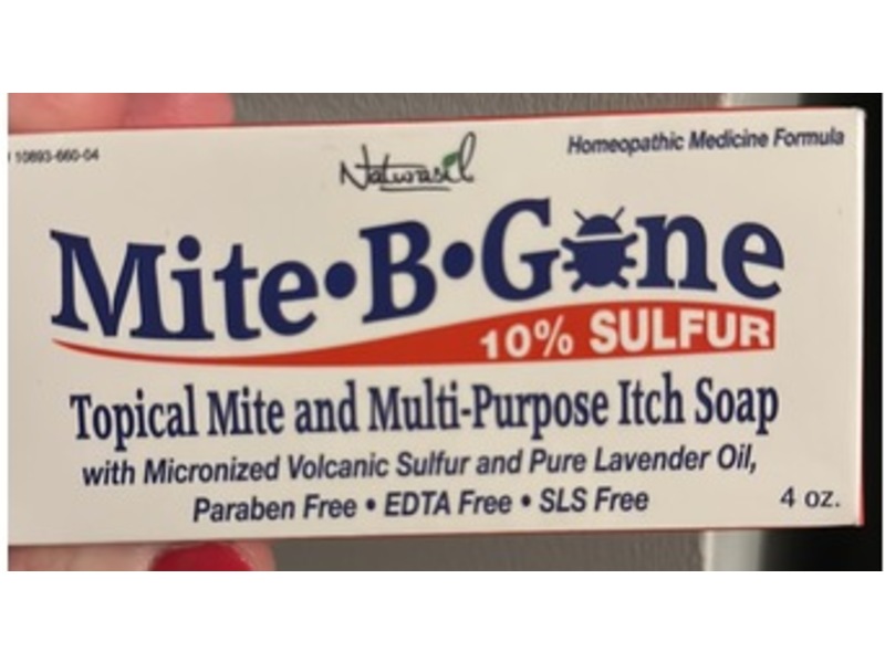 Naturasil Mite B Gone Topical Mite & Multi Purpose Itch Soap, Micronized Volcanic Sulfur & Lavender Oil, 4 oz, Pack Of 2
