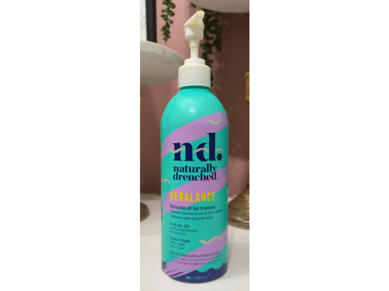 Naturally Drenched Rebalance Restorative pH Hair Treatment, Bamboo + Papaya, 13.5 fl oz/400 mL