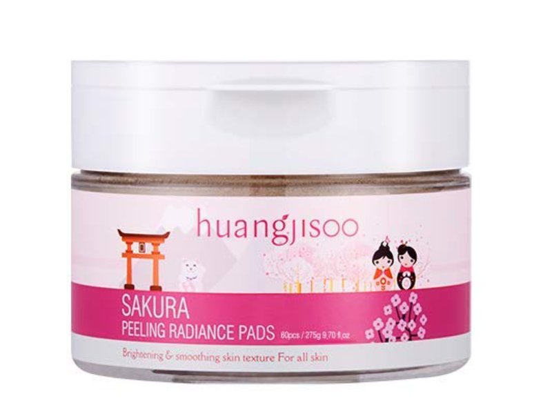 Huangjisoo Sakura Peeling Radiance Pads, 9.70 fl oz/275 g, 60 Count